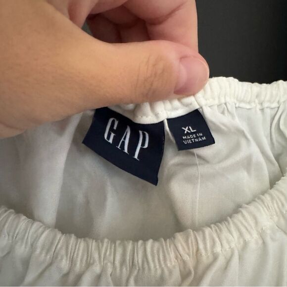 NWT Gap Puff Sleeve Cinched Waist Peasant Top in White sz XL - Picture 5 of 7